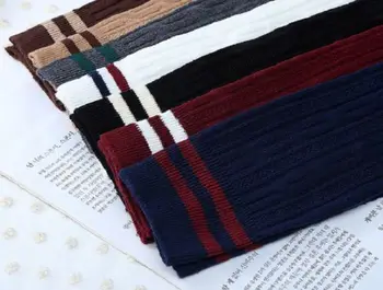 Ženske čarape Pletene pamučne čarape Iznad koljena Prugaste čarape do kukova Jesensko-proljetna odjeća