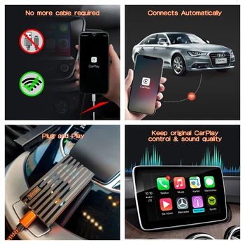 Vrriis Bežični ključ Apple CarPlay IOS Adapter za Audi Benz, Volkswagen A3 A4 A5 A6 A7 Q2 Q5 Q7 P8 TT Q4 Sportback e-tron GT
