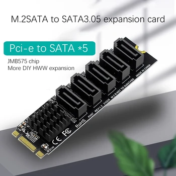 M. 2 NGFF B-Ključ Sata do SATA 3 5-port kartica za proširenje 6 Gb / s Kartica za proširenje JMB585 Čipset je Podrška za SSD i HDD
