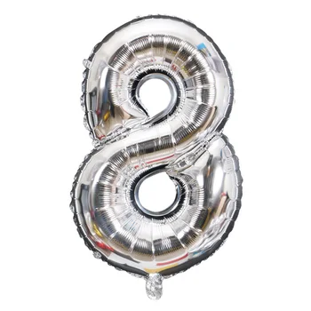 Silver Broj Balon Rođendan Vjenčanje Dekoracije za stranke Folija Baloni Beba Dječak Igračku 16 inča Digitalni balon
