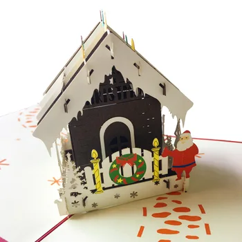 3D prikazuje kratko uputstvo Božićne čestitke za Božić Djed Mraz Drvce Božićno uređenje Najbolje Želje za Zimski Poklon Lasersko Rezanje Novogodišnja čestitka sa Sobovi