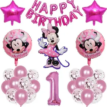1 Compl. Disney Minnie Folija Baloni 32-inčni Broj Mickey Mouse Ukras za Rođendan Dječji Pribor za tuširanje Dječje Igračke, Loptice