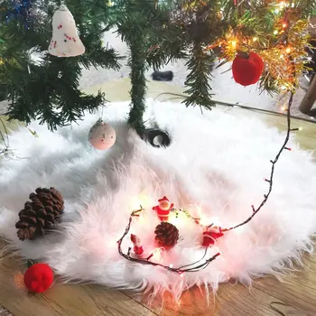 78 cm Bijela suknja za Božićno drvce Plišani Tepih Božićni tepih Na podu Ukrašavanje Božićne darove Nakit za Božićno drvce Mat Nova Godina 2021