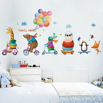 [SHIJUEHEZI] Crtani Životinje Naljepnice za zid DIY Žirafa Medvjed Zidne naljepnice za dječje sobe Dječje sobe Pribor za uređenje doma