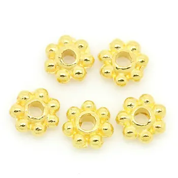 DoreenBeads Razuporne perle od цинкового legure s cvjetnim zlata Promjera oko 4,0 mm( 1/8 inča), otvor:oko 1,0 mm, 95 kom.