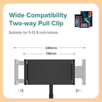 Držač za tablet LLANO Za iPad/Xiaomi/Huawei Stalak za tablet Metalni Do 5-12 inča za tablet Podesivi Držač podmetače za mobilni telefon