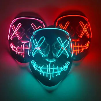 Cosmask Neon Halloween Maska Led Maska Maska za maskenbal Maske za stranke Sjaj U Tami Zabavne Maske za Косплея Pribor za kostime