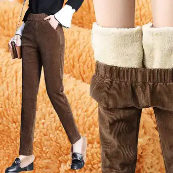Debeli topli pliš krzna baršun hlače-teretni korejskih žena hlače hlače plus size samt hlače-olovka s elastičan struk svakodnevne