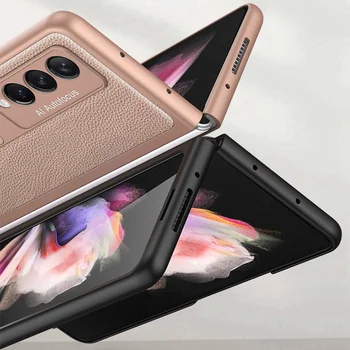 Torbica za telefon Samsung Galaxy Z Fold 3 5G Torbica od prave Kože s magnetskom Štanda, Novi ultra-tanki šok-dokaz Torbica Fundas