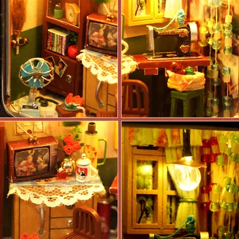 Klasicni DIY Kutija Kazalište Drvena Kuća Lutaka Kit Minijaturni Namještaj Casa Radio Roombox Kućica za lutke i Igračke Za Odrasle Božićni Pokloni