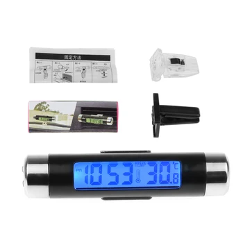2в1 Prijenosni Auto-Digitalni LCD Termometar Temperature Sat Kolski Sat Termometar Digitalni Svjetla Auto-Termometar