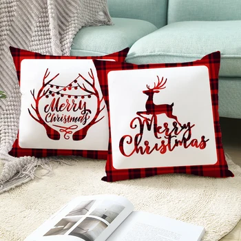 Sretan Božić Crveni pokrivač jastučnicu Božićno drvce Jastučnice Ukrasni Jastuci jastuci, jastučnice Božić