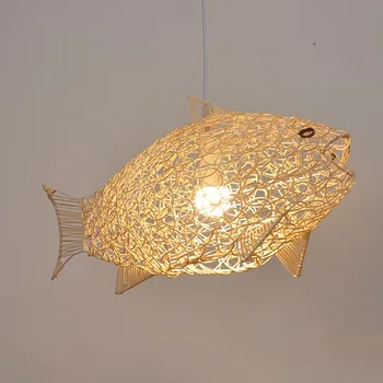Moderni viseći svijećnjak od ratana riba jednostavna lampa restoran individualnost kreativno ručno japanski lampa za dnevni boravak