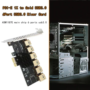 Ustaje PCIE Od 1 Do 6 Utora za PCI Express Množitelj Ustaje Adapter Kartice USB3.0 PCIE X1 Do X16 Produžni kabel 010X Ustaje Za Майнинга Grafičke kartice