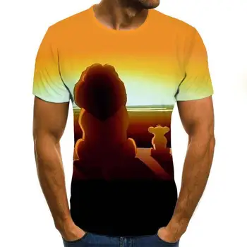 2020 ispis u Boji Muška t-shirt Modni Lavlju uzorak Pulover okruglog izreza Muška 3d t-shirt