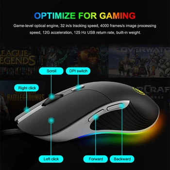 Žičano Gaming Miš 6400DPI Miša Fotoelektrični RGB Svjetlosni Optički Senzor 6-brzina Nezavisna Gumba Za Prijenosna RAČUNALA Igrač