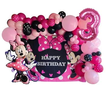 95 kom. Disney Minnie Mouse Luk Гирлянда Komplet Dječji Rođendan Lateks Balona Pink Svadbena Dekoracija, Baloni za Dječji Tuš Baloni