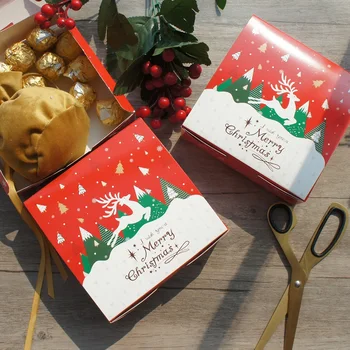 14,5*14,5*5 cm 10 kom. Crvena Božićni Djed Mraz Los Sani Proizvodnja Kutija kao Kolačić Slatkiša Slatke Kutije Poklon Pakiranje za stranke