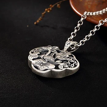 Originalni dizajn vještine za stvaranje retro lotos željeni duga ogrlica privjesak šarm dama brand srebrni nakit