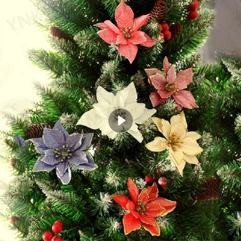 10 Kom. Božićne dekoracije Sjaj Umjetno Cvijeće Božićno Drvce Dekor za Kućne zabave Božić Poklon Ukras kuće