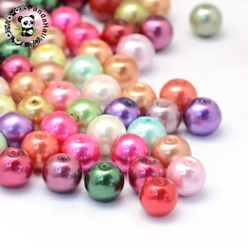 500 g 4/6/8/10/12 mm Pomiješan Boje Pečenje Slikano Nacreous Stakleni Biser Okrugli Niti perle za izradu nakita Rupa: 1 mm