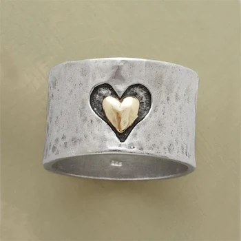 Винтажное donje Boje Srebro prsten u obliku srca, donje angažman zaručnički prsten, Donje modni nakit-prsten