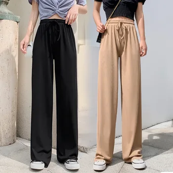 2021 Plus Size Koreanska Verzija Modne Ženske Hlače Ženske Svakodnevne Hlače s visokim strukom i širokim штанинами Odjeća jahaće hlače De Mujer