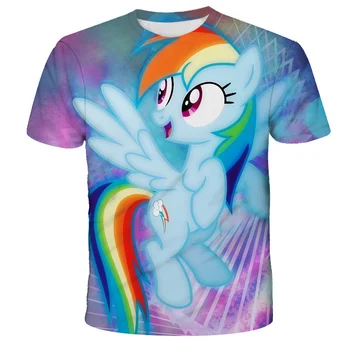 Novi 3D moda majica s ponija za djecu, za djevojčice i dječake odjeća za bebe s kratkim rukavima, majica sa единорогом ljetne majice 4-14 t