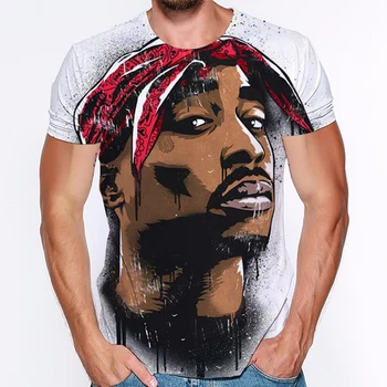 2pac Тупак 3D Majice sa po cijeloj površini Za žene i za muškarce Ulica odjeća Pop-zvijezda kratkih rukava Harajuku Hip-hop Reper Majica Ljetna majica Top