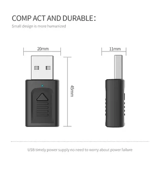Bluetooth 5.0 USB Audio Prijemnik Predajnik 4 U 1 Mini 3,5 mm AUX Priključak RCA Stereo Glazba Bežični Adapter Za TELEVIZOR, za Automobil PC