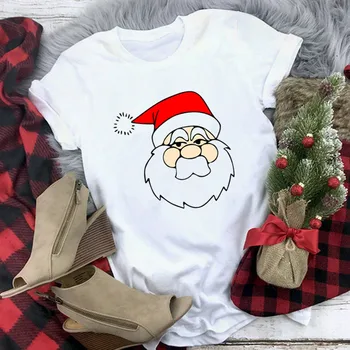 Smiješne majice 2020 Božićnih majica Ženska odjeća Casual Majica Djeda Mraza s 3D ispis Majica 90-ih godina Majice kratkih rukava