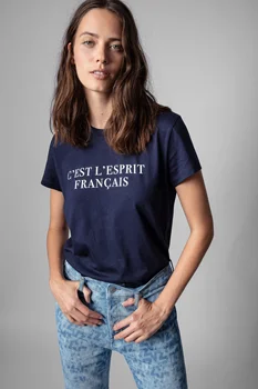 Ljetna Nova ženska majica sa kratkim rukavima i буквенным po cijeloj površini, ukrasne, okruglog izreza, Free t-shirt