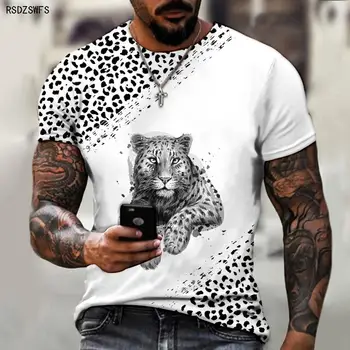 Svijet životinja Leopard 3D Tiskani muške i ženske majice HD s kratkim rukavima Prevelike ljetne majice s kratkim rukavima