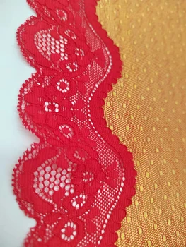 3y/lot Širina 24,5 cm Crveno Zlato Protežu u grašak Čipke, Ukrasi Sjajna Pribor za Šivanje Odjeće Haljina Oblog Odijelo Čipka