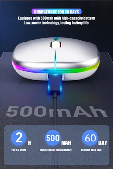 Bežični Bluetooth miš-kompatibilna RGB Tiha led Ergonomski Gaming Miš Za Prijenosno Računalo Macbook 2,4 Ghz 1600 dpi