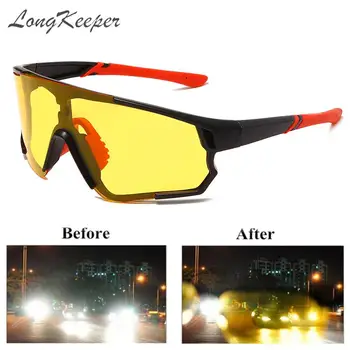 LongKeeper Prevelike Naočale za Noćni Vid Muške Sunčane naočale za vožnju na otvorenom Klasični brand Cijeli Cvjetni okvir Žute naočale sa staklima