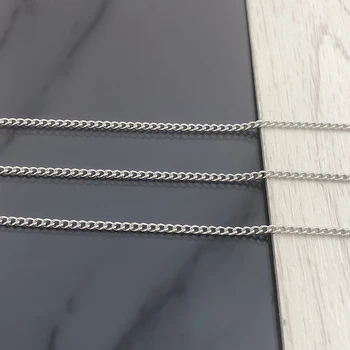 2 m/Rola Srebrni Lanac od Nehrđajućeg čelika za izradu nakita DIY Ogrlica Ručno Narukvice Širina 2,2 mm Veleprodaja