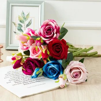 Romantični Umjetni Cvijet Ruže Vjenčanje ukras Cvjetnih aranžmana Ukras Kuće hotela Poklon za Valentinovo Фланелевая Ruža