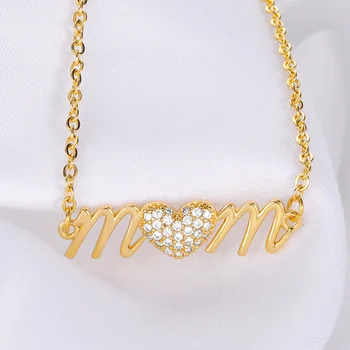 Romantično ogrlica za mamu za žene Privjesak u obliku srca Nakit 2021 Lanac od nehrđajućeg čelika Ogrlicu na vrat Najbolji poklon za majčin dan Pribor