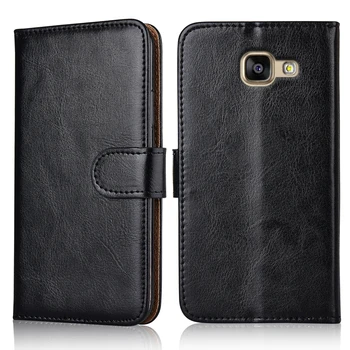 Luksuzna Kožna torbica-knjižica s gornjim poklopcem za Samsung Galaxy A5 2016 A510 A510F SM-A510F Torbica-novčanik za telefon s remenom