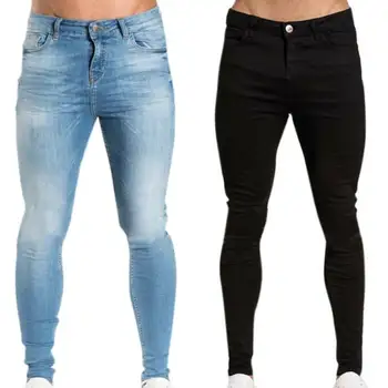 Gospodo elastične Uske Jeans Hlače Traper ravnici oblikovana Elegantne Hlače s низом