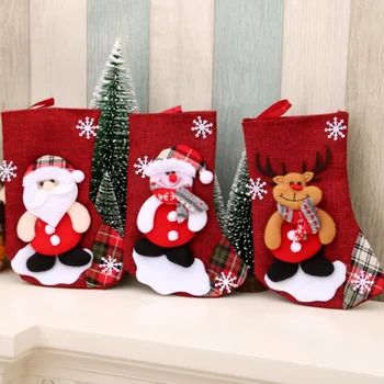 Božićne Čarape Santa Los Tkanina Dar Pahuljica Čarape Prekrasan Poklon Paket Za Djecu Kamin Stablo Božićni Ukras