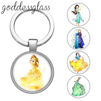 Disney princeze Belle Elsa Snjeguljica Alice glass кабошон privjesak torba privjesak za ključeve Nositelj prstena Privjesci privjesci poklon