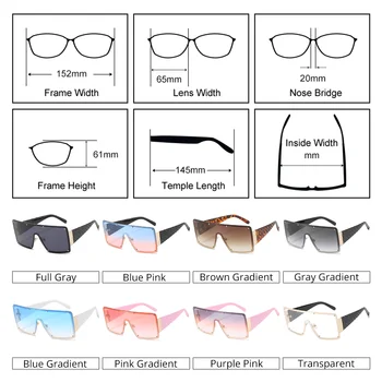 Prevelike Marke cjelovite Sunčane Naočale Žene Muškarci UV400 Plava Gradijent Velike Nijanse Trg Sunčane Naočale 2021 Moda Zonnebril Dames