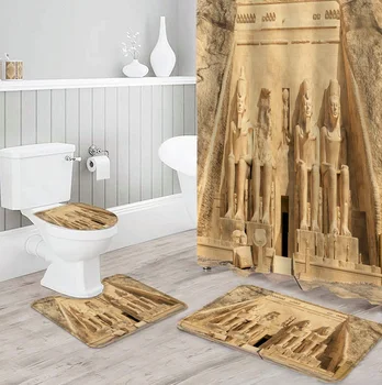 Egipat-Povijesne Baštine Umjetnost Drevna Zavjese za tuširanje Tepih Poklopac za wc Tepih za kupaonicu Mat Kit Zavjese za kupaonicu Kućni dekor