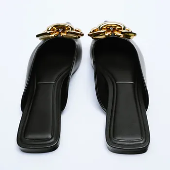 TRAF Za Crne cipele na ravne cipele Ženske cipele 2021 s kopčom od umjetne kože Casual cipele i Ženske zelena sa oštrim vrhom Udobne papuče ravnim cipelama