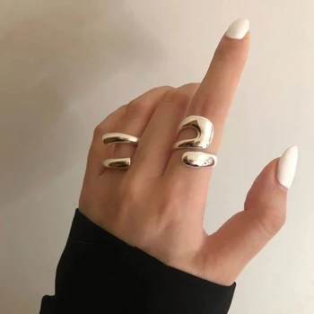Минималистское prsten srebrne boje za žene Modni Kreativna šuplje nepravilan geometrijski prstenovi Set ukrasa na rođendanski Poklon