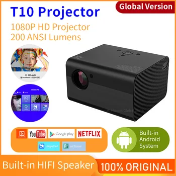 Globalna verzija T10 Projektor Native 1080P Mini LED Prijenosni Projektor 1920*1080P Full HD Korekcija iskrivljenja Za Dom i Ured