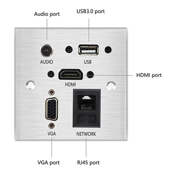 Zidne Stolne Montažna Ploča utičnica od aluminijske legure s аудиосетью HDMI USB Port, VGA Zid multimedijski priključak