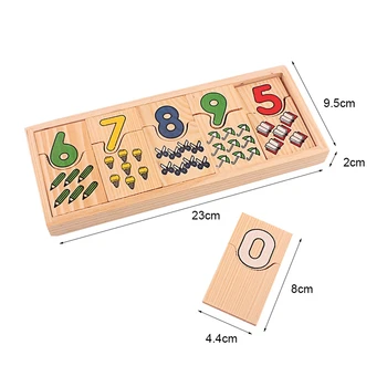 Drveni Matematičke Igračke Montessori Brojka 0-9 Digitalni Odbora za uparivanje sa kutijom od punog drveta Igračka za Djecu Vrtića Dječak Djevojčica